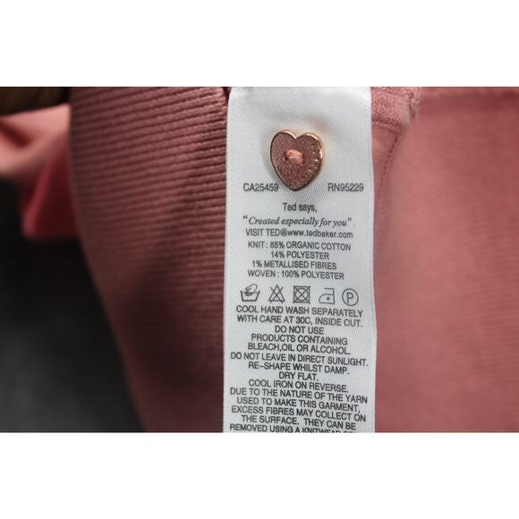 Ted Baker 4 Artur Hearts Cardigan Sweater Pink Gold Orange Metallic Crew Neck - Picture 4 of 5